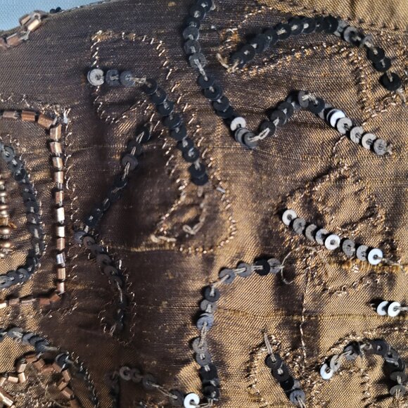 Vtg Chico's Embroidered Sequin Silk Retro South Western Sz 3 Ladies Shirt - Picture 5 of 6